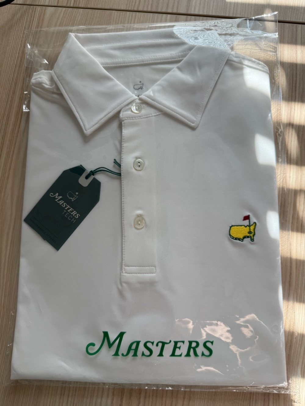 Masters White Polo with Yellow Green Embroidered Logo brand new 2026
